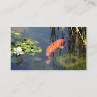 Japanese Orange Koi Fish Lotus Garden Pond