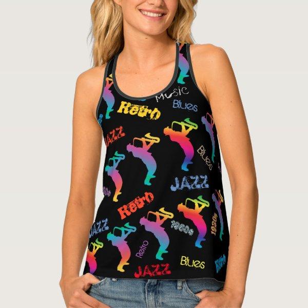 Jazz Musicians Retro Music Blues Pop ART Paint Tank Top
