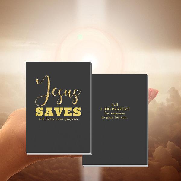 Jesus Saves Yellow Gold Glitter Calling Card