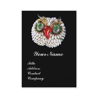 JEWEL OWL ,Gold,Green Emerald ,black white pearl