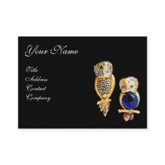 JEWEL OWLS,Gold, Blue Sapphire ,Topaz White Pearl