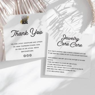 Jewelry Care Card Thank You with logo