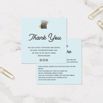 Jewelry Care Card Thank You with logo Blue