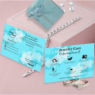 Jewelry Care Guide Modern Cute Blue Floral Enclosure Card
