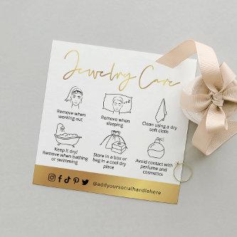 Jewelry Care Guide White & Gold Script Logo Card