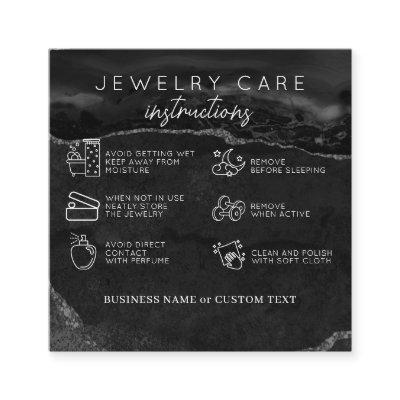 Jewelry Care Thank You Black Silver Agate Business Enclosure Card