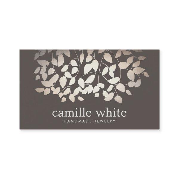 Jewelry Designer Faux Gold Foil Leaves Taupe