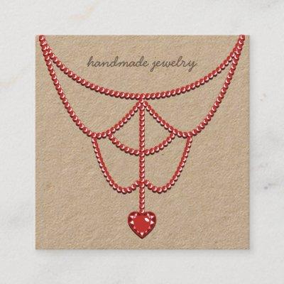 Jewelry Pearls Necklace Display Red Heart Stunning Square