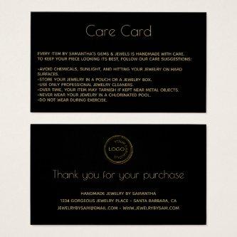 Jewelry Product Black  Care Card