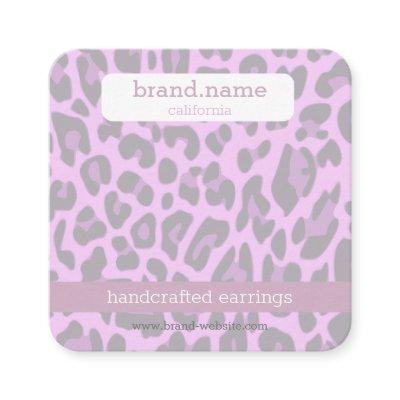Jewelry Stud Display Purple Leopard Print Handmade Square