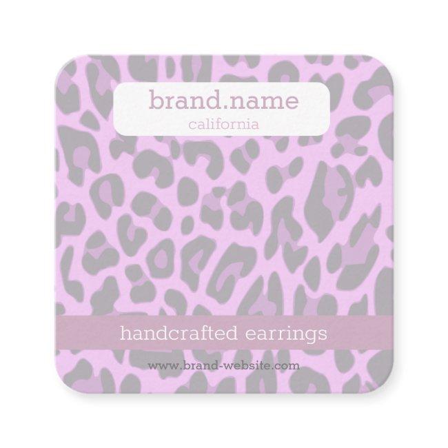 Jewelry Stud Display Purple Leopard Print Handmade Square