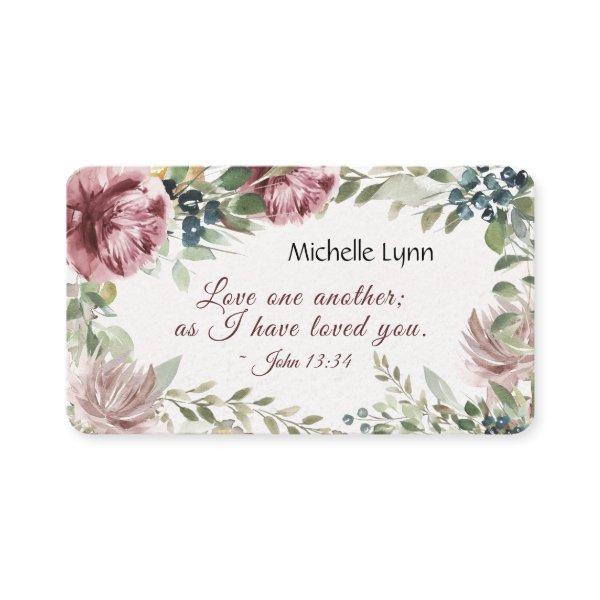 John 13:34 Love one Another Watercolor Floral