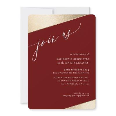 JOIN US calligraphy classy formal gold edge maroon Invitation