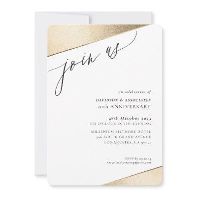JOIN US calligraphy stylish formal gold edge black Invitation