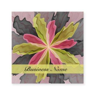 Joy, Pink Green Anthracite Fantasy Flower Fractal Square