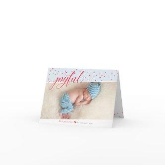 JOYFUL CHRISTMAS FAMILY PHOTO trendy fun type Holiday Card