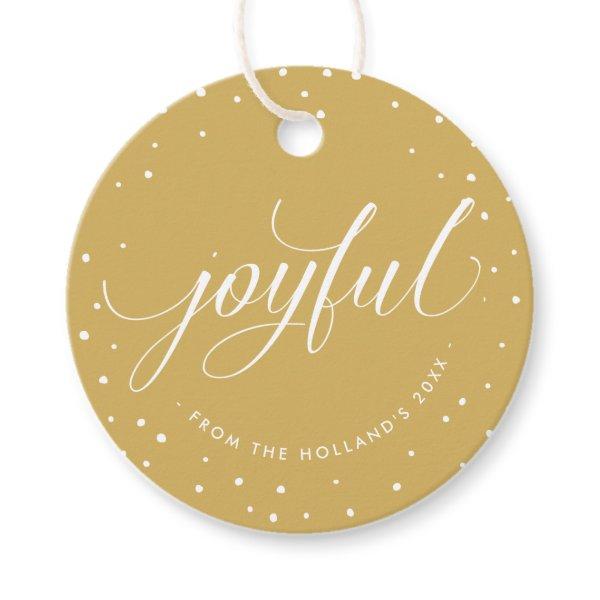 JOYFUL CHRISTMAS GIFT elegant calligraphy old gold Favor Tags