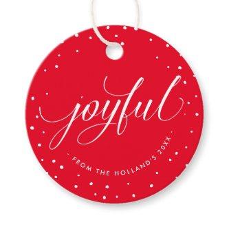 JOYFUL CHRISTMAS GIFT elegant calligraphy red Favor Tags