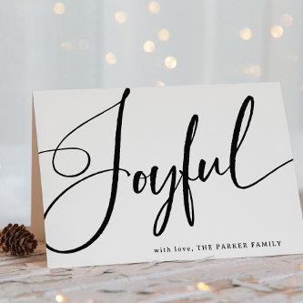 Joyful | Elegant Script on Red Holiday Card