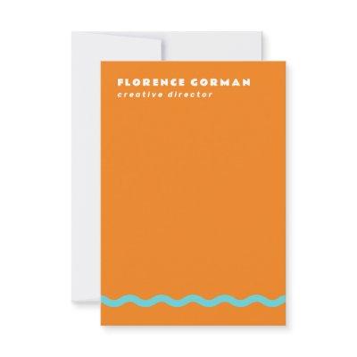 Juicy Orange and Turquoise Wavy Frame Personal Thank You Card