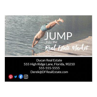 Jump into the real estate marketing postcard poster