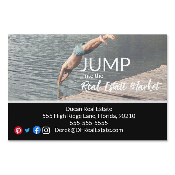 Jump into the real estate marketing postcard sign