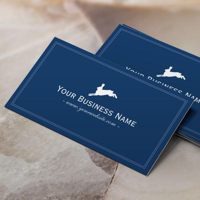 Jumping Hare Rabbit Elegant Navy Blue