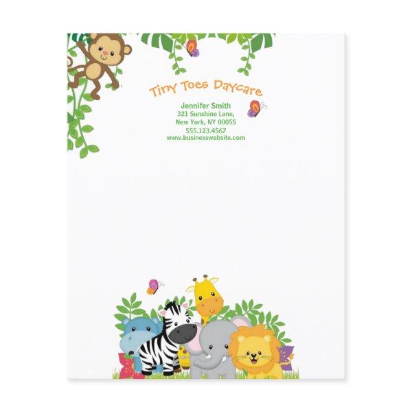 Jungle Animals Child Daycare Business Letterhead