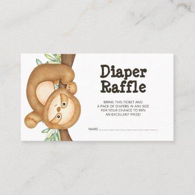 Jungle Sloth Baby Shower Diaper Raffle Ticket