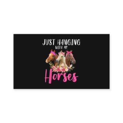 Just Hanging With My Horse Floral Flower Horse