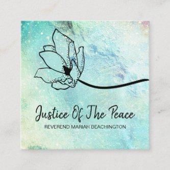 *~* JUSTICE OF THE PEACE  Moon Crater Floral Teal Square