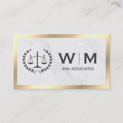 Justice Scales Monogram Marble Gold Border