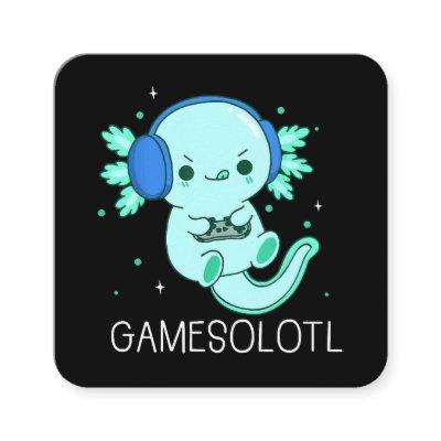 Kawaii Gamesolotl Axolotl Gamer Square