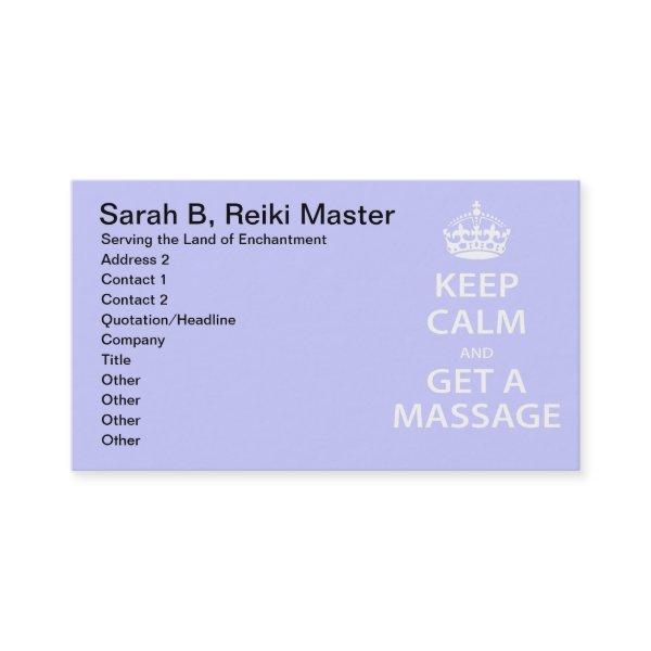 Keep Calm and Get a Massage Appointment Card