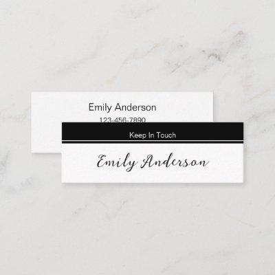 Keep In Touch Black and White Graduation Name Card