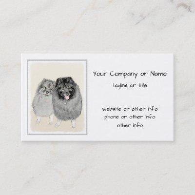 Keeshond Mom and Son Painting - Original Dog Art Calling Card