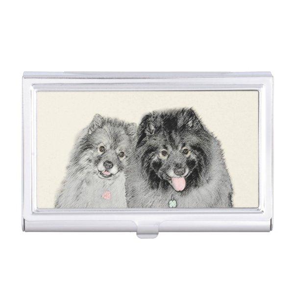 Keeshond Mom and Son Painting - Original Dog Art Case For