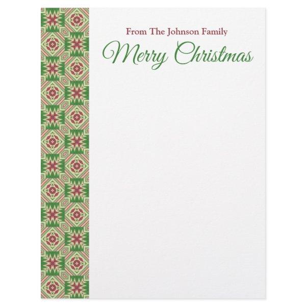 Kente Cloth Kaleidoscope Maroon Red Green Holiday Letterhead