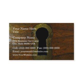 Keyhole in a wooden door