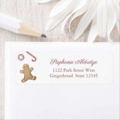 Kids Christmas Candy Gingerbread Return Address Label