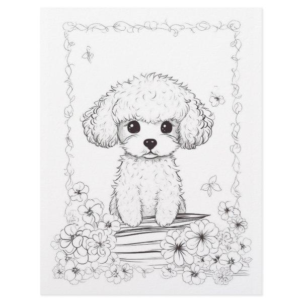 Kids coloring - Poodle and Robot  Letterhead