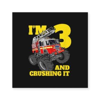 Kids Fire Truck 3rd Birthday Boy Toddler Square