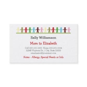 Kids Holding Hands Mommy and Child Custom Info Calling Card