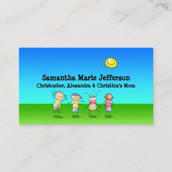 Kids Playing Outdoors Calling Card, Personal Use