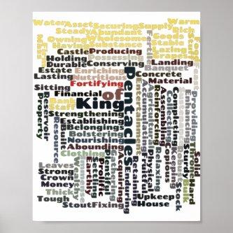 King of Pentacles Rider-Waite Tarot Card Keywords Poster
