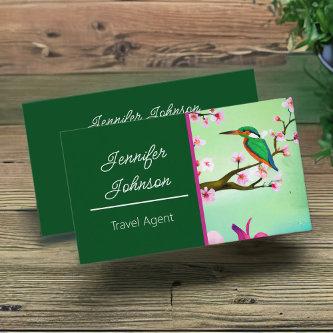 Kingfisher Bird in Sakura Cherry Tree Travel Agent
