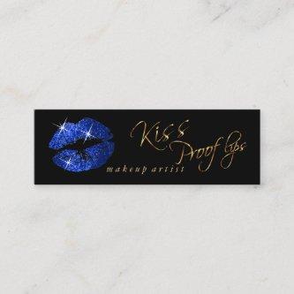 Kiss Proof Lips 2 - Blue Glitter on Black Mini
