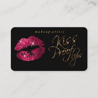 Kiss Proof Lips - Hot Pink Glitter and  Gold