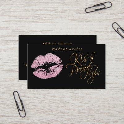Kiss Proof Lips - Pink Glitter and Elegant Gold