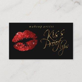 Kiss Proof Lips - Red Glitter and Elegant Gold